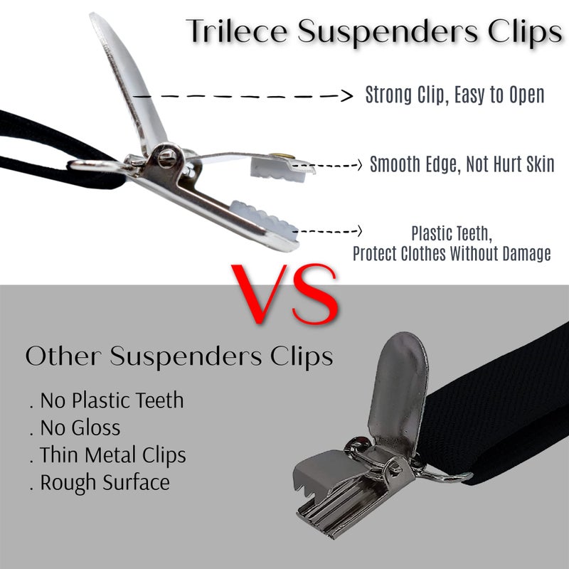 trilece Suspenders and Bow Tie Set for Men Women Boys - Adjustable Elastic Y Back Style Suspender with Bowtie - Black Set - Image 3